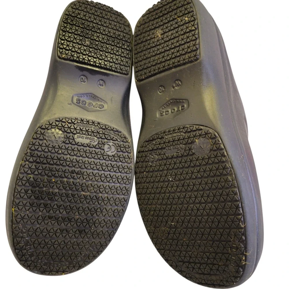 Crocs On The Clock Black Work Slip-Resistant Clogs Shoes Women 10 Men 8 EU 42